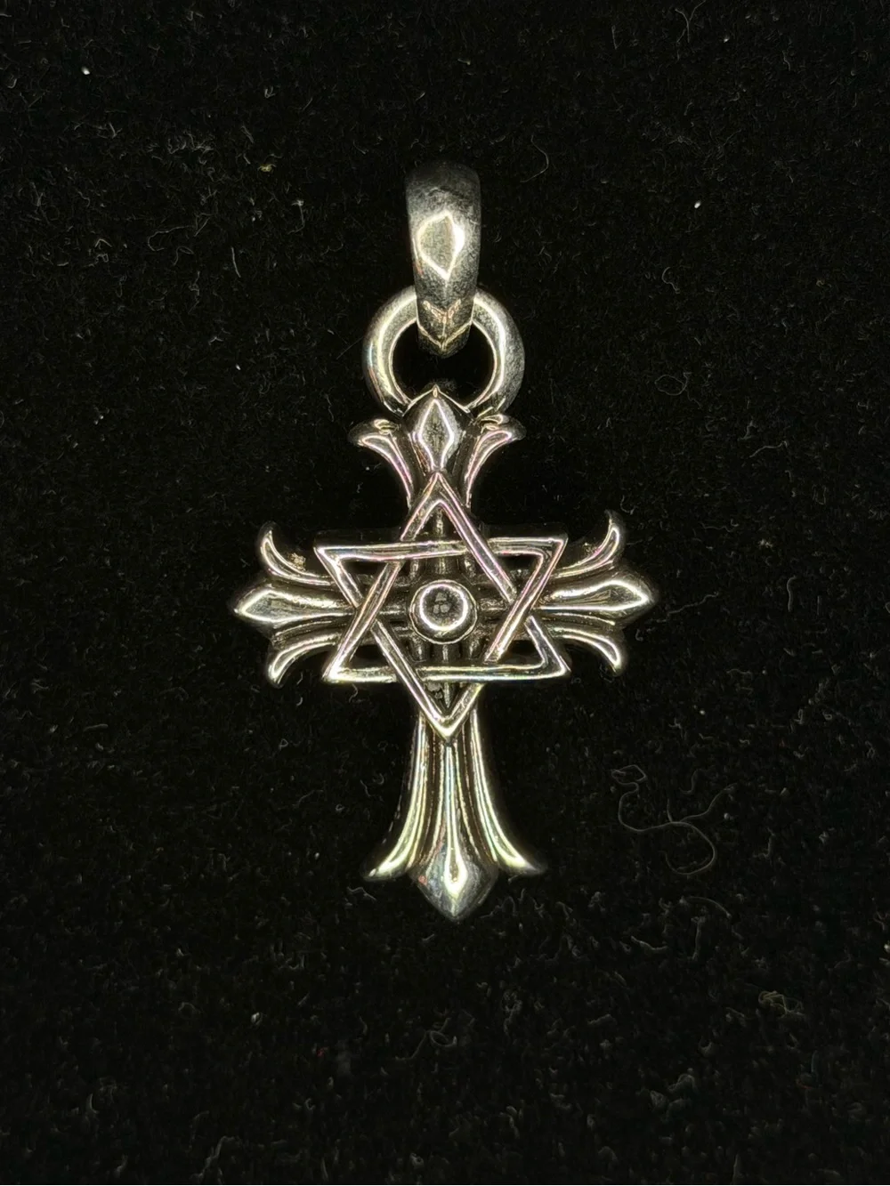 Chrome Hearts Floral Cross with Middle Star of David Unisex Pendant